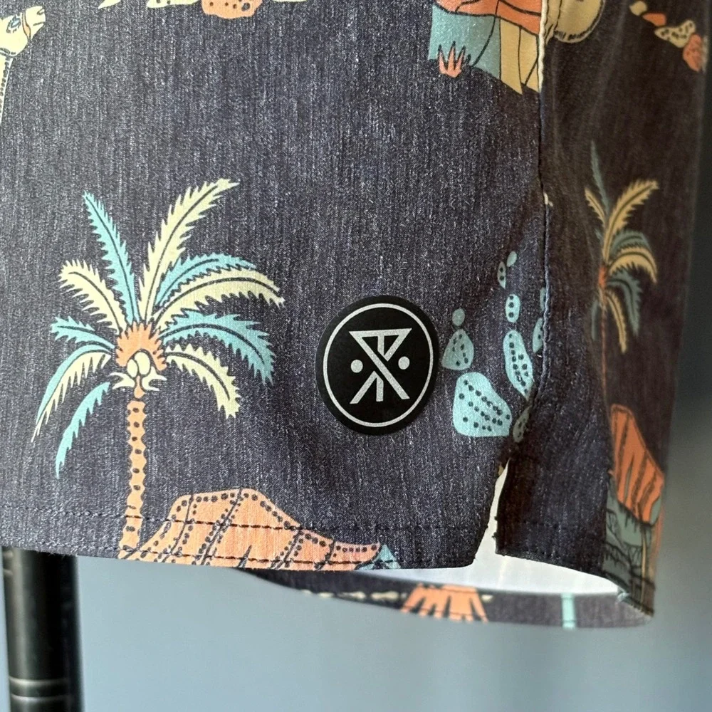 Roark Revival Desert Graphic Board Shorts | 34‎ | Charcoal Swim Trunks
